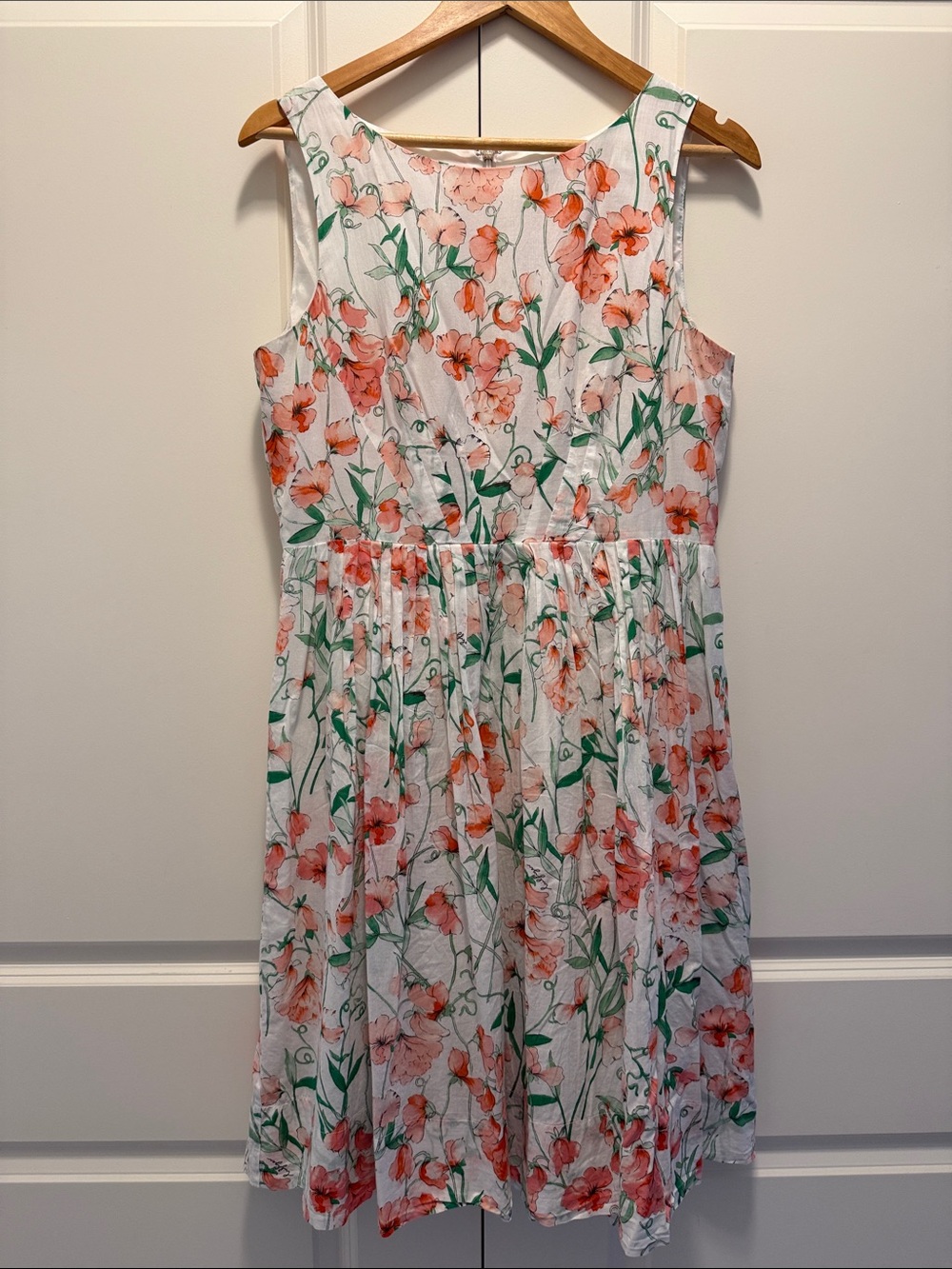 Tommy Hilfiger White Floral Sundress with Coral and Green Print